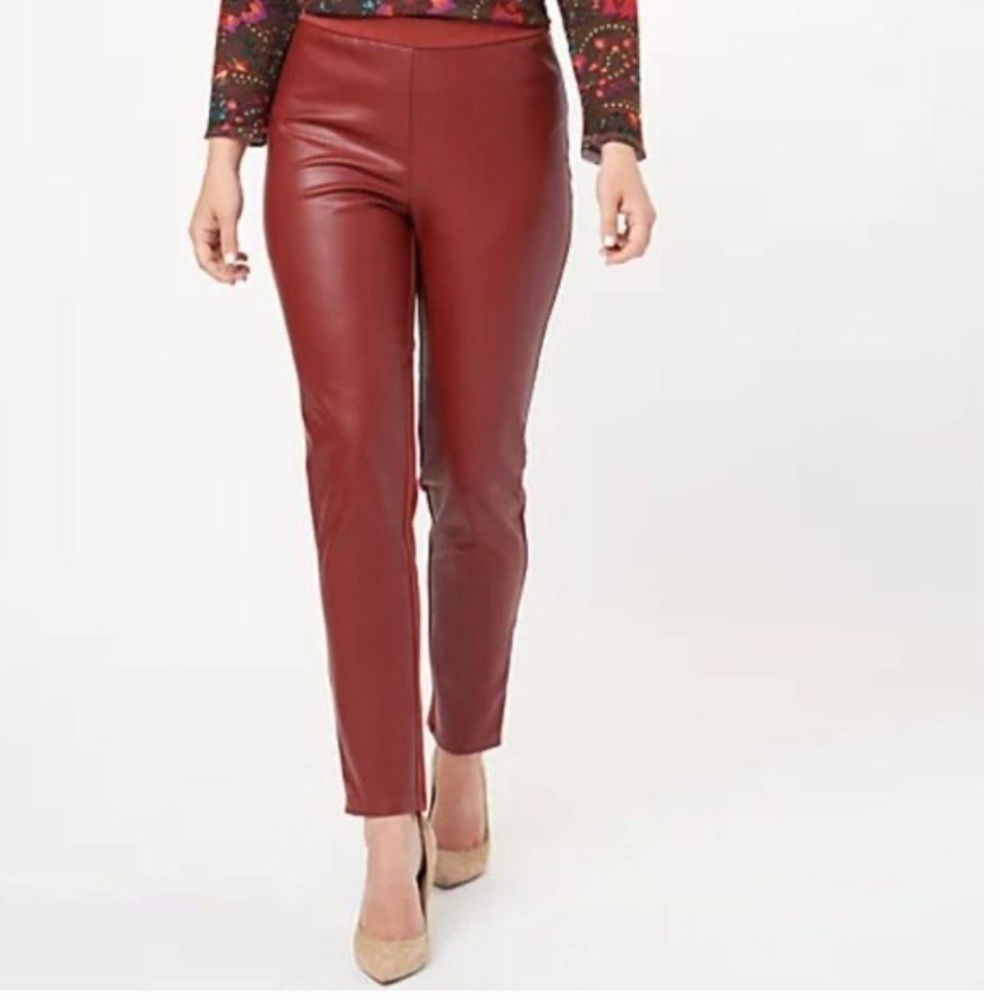 J Jason Wu Petite Stretch Faux Leather Pull On Pant With Side Zippers Size XSP - Picture 2 of 11